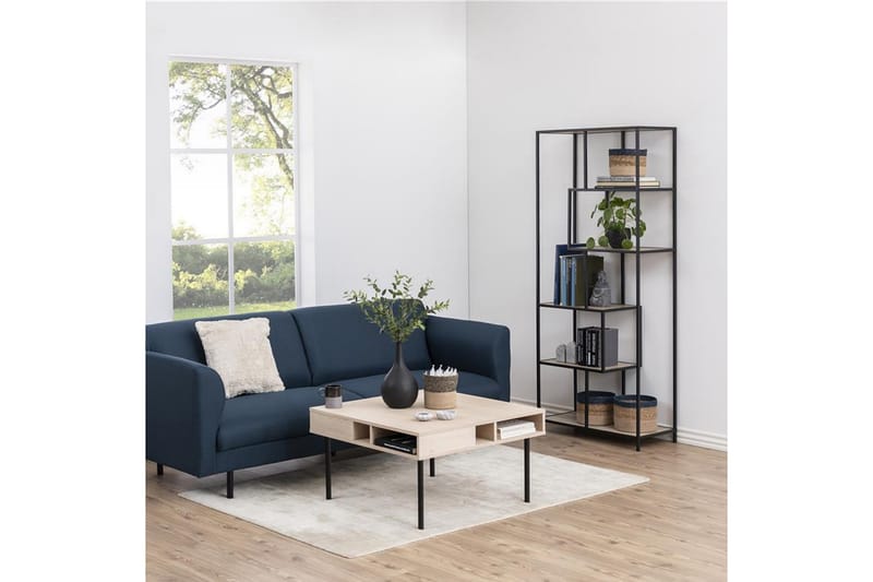 Hylla Seaford 77x35x185 cm Ek/Svart - Förvaring - Hylla - Bokhylla