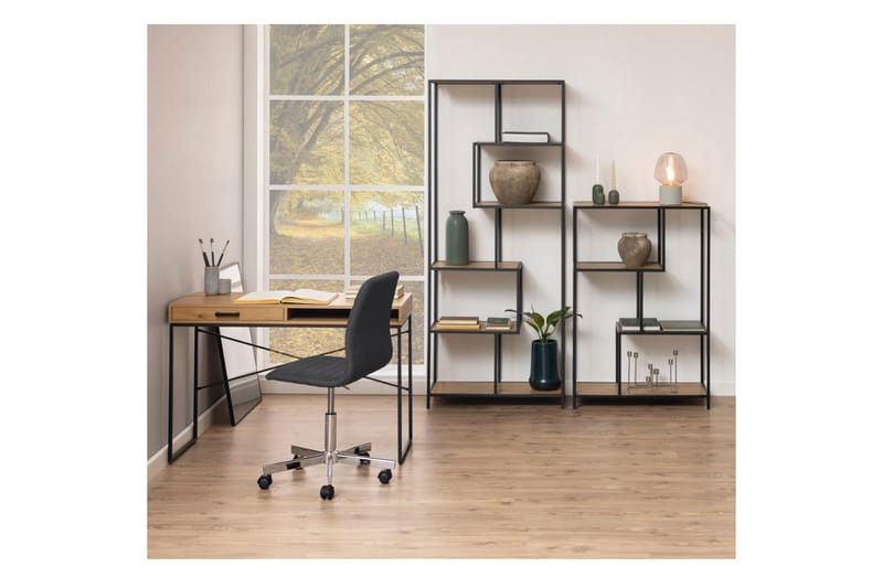 Hylla Seaford 77x35x185 cm Ek/Svart - Förvaring - Hylla - Bokhylla