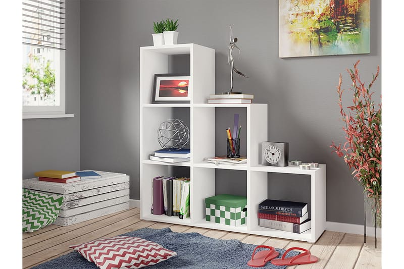 Hylla Trio 105x33x108 cm - Grå/Vit - Förvaring - Hylla - Bokhylla