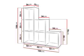 Hylla Trio 105x33x108 cm - Grå/Vit - Förvaring - Hylla - Bokhylla