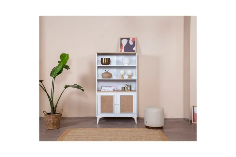 Bokhylla Jatinder Vit / Ek - Vit - Förvaring - Hylla - Bokhylla
