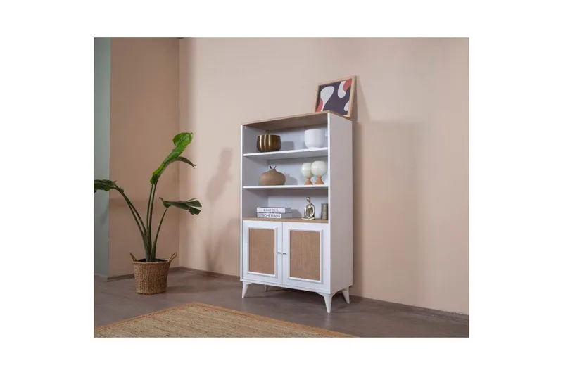 Bokhylla Jatinder Vit / Ek - Vit - Förvaring - Hylla - Bokhylla