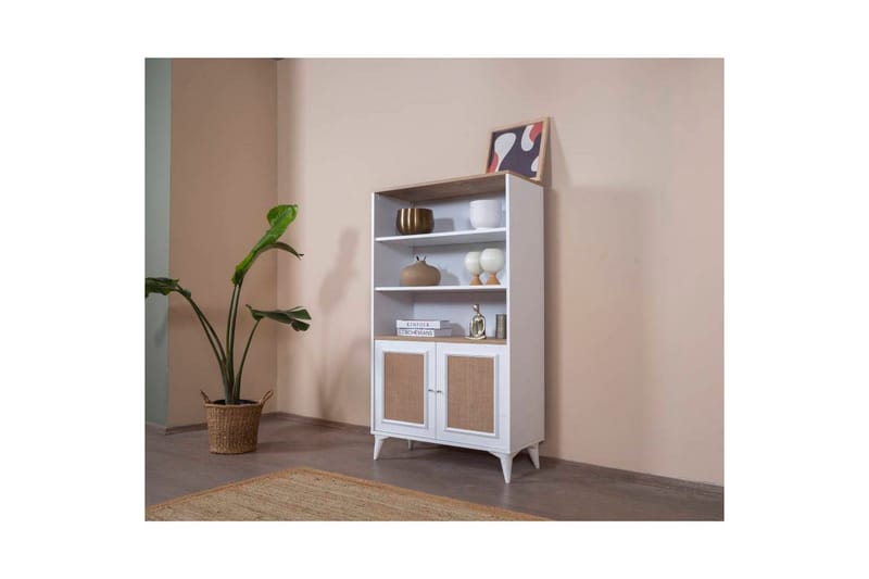 Bokhylla Jatinder Vit / Ek - Vit - Förvaring - Hylla - Bokhylla