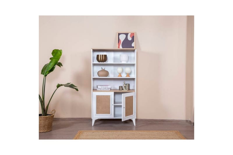 Bokhylla Jatinder Vit / Ek - Vit - Förvaring - Hylla - Bokhylla
