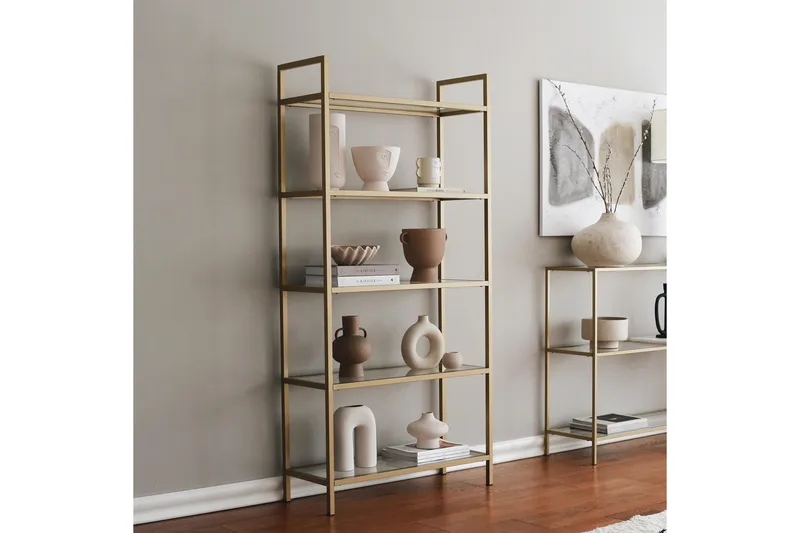 Jorrel Bokhylla 165x80 cm - Guld - Förvaring - Hylla - Bokhylla