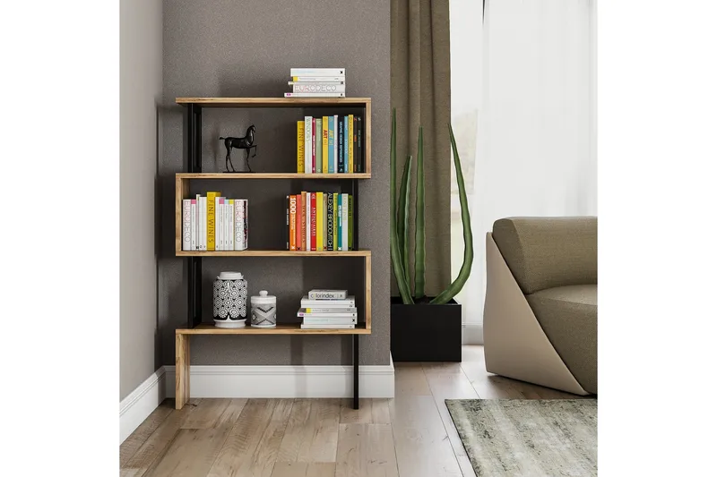 Kalune Bokhylla - Valnöt - Förvaring - Hylla - Bokhylla