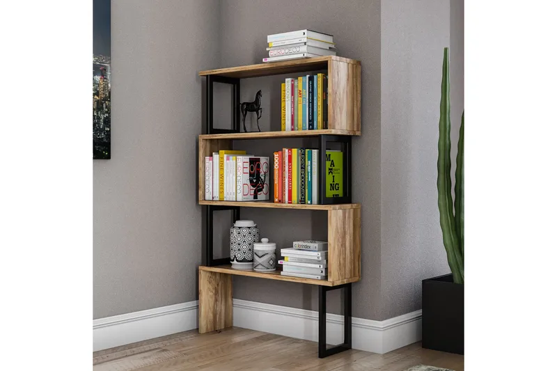 Kalune Bokhylla - Valnöt - Förvaring - Hylla - Bokhylla