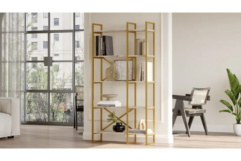 Kerakeha Bokhylla 87,5x30 cm Guld - Hanah Home - Förvaring - Hylla - Bokhylla