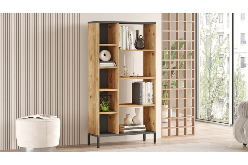 Keshav Bokhylla 72x25,5 cm Antracit/Brun - Hanah Home - Förvaring - Hylla - Bokhylla