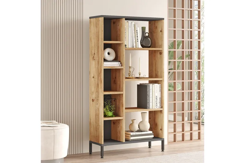 Keshav Bokhylla 72x25,5 cm Antracit/Brun - Hanah Home - Förvaring - Hylla - Bokhylla