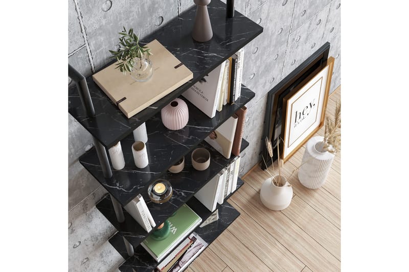 Konsterud Bokhylla - Svart/Marmor - Förvaring - Hylla - Steghylla & trapphylla