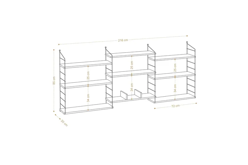 Laba Bokhylla 85x20 cm Brun - Hanah Home - Förvaring - Hylla - Bokhylla