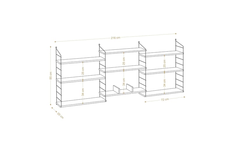 Laba Bokhylla 85x20 cm Brun - Hanah Home - Förvaring - Hylla - Bokhylla