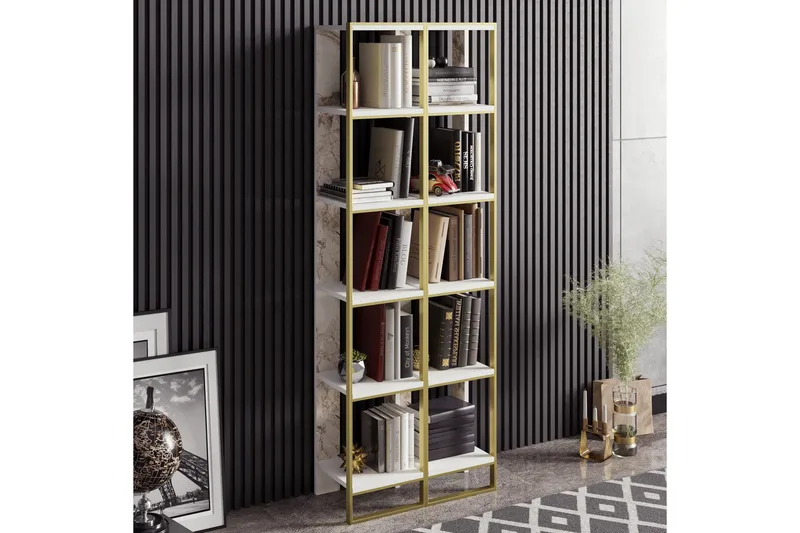 Lachasity Bokhylla 64 cm - Guld|Vit - Förvaring - Hylla - Bokhylla