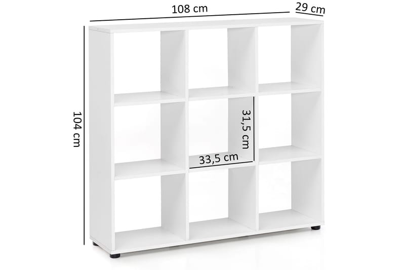 Milahn Bokhylla 108 cm i Målat Trä - Vit - Förvaring - Hylla - Bokhylla
