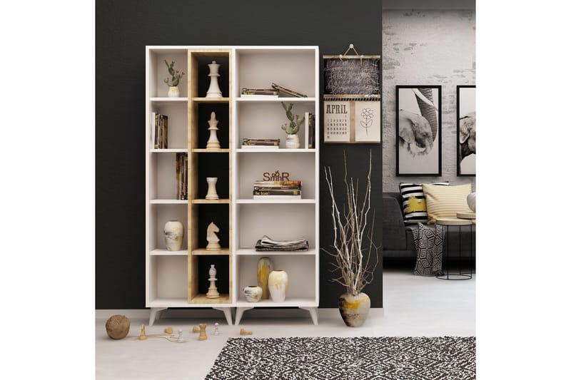 Mod Bokhylla 100 cm i Ek - Vit|Brun - Förvaring - Hylla - Bokhylla