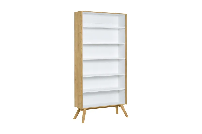 Nature Bokhylla 101 cm i Ek, Vit|Beige