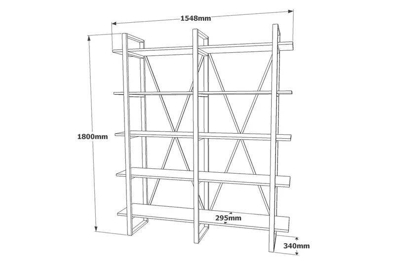 Numandro Bokhylla 34x155 cm - Teak - Förvaring - Hylla - Bokhylla