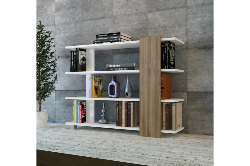 Nurtane Bokhylla - Vit/Valnöt - Förvaring - Hylla - Bokhylla