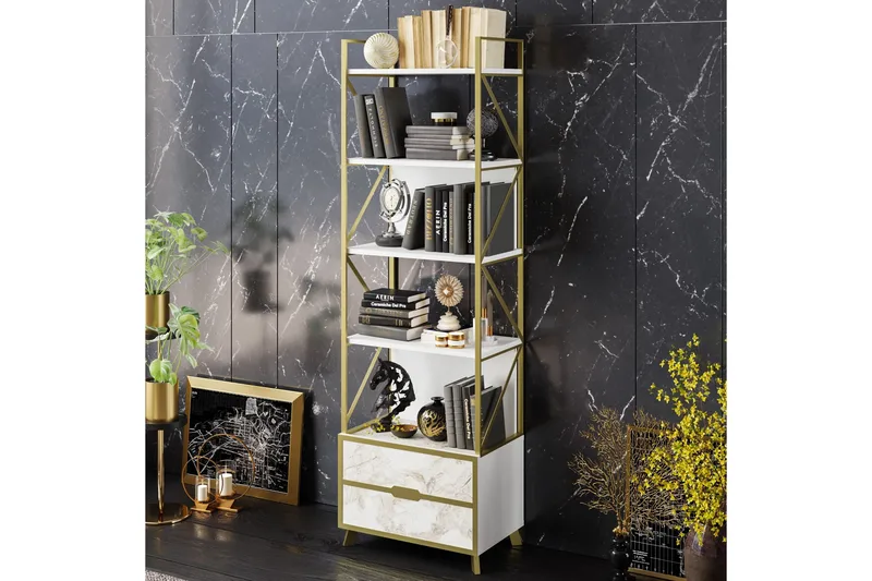 Ocotla Bokhylla 60x35 cm 5 Hyllor - Vit - Förvaring - Hylla - Bokhylla