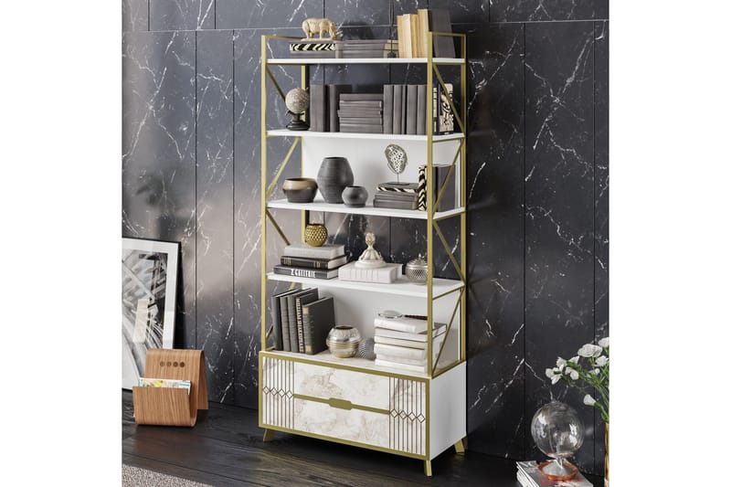 Ocotla Bokhylla 89x35 cm 5 Hyllor - Vit - Förvaring - Hylla - Bokhylla