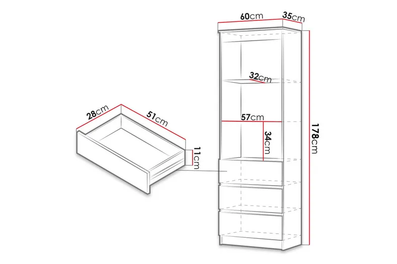 Office Hylla 60x35x180 cm - Vit - Förvaring - Hylla - Bokhylla