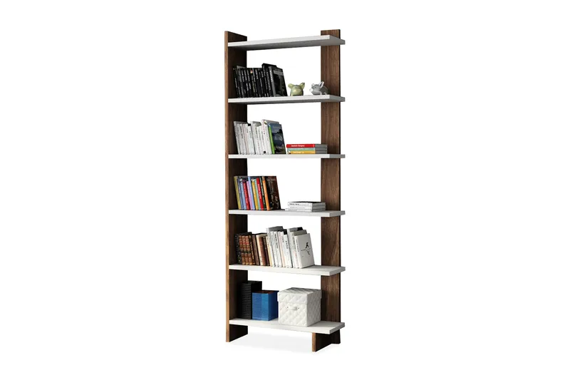 Ordelle Bokhylla 47 cm i Valnöt - Vit - Förvaring - Hylla - Bokhylla
