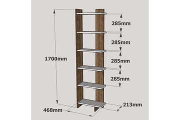 Ordelle Bokhylla 47 cm i Valnöt - Vit - Förvaring - Hylla - Bokhylla