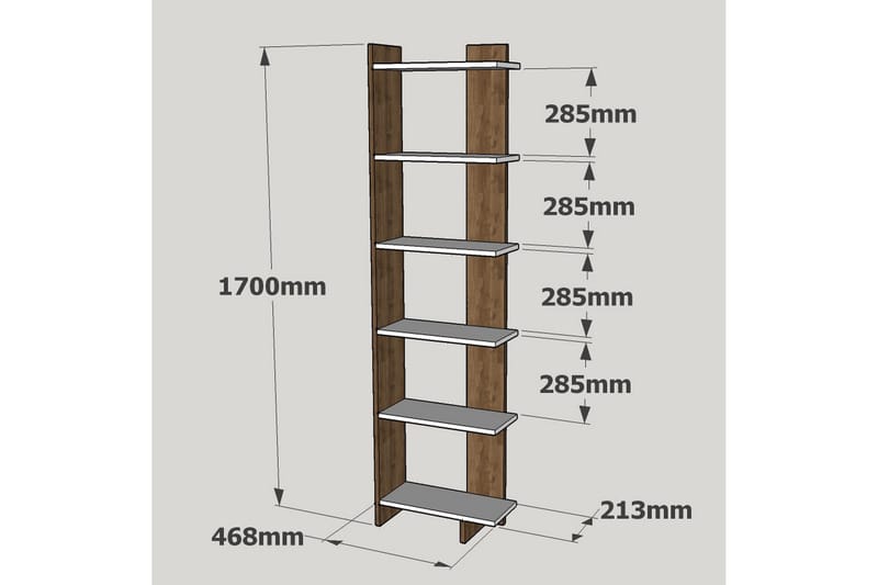 Ordelle Bokhylla 47 cm i Valnöt - Vit - Förvaring - Hylla - Bokhylla