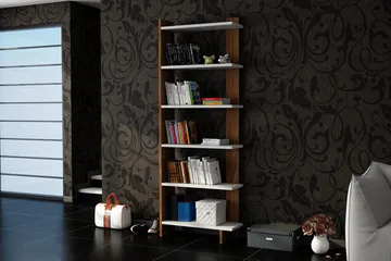 Ordelle Bokhylla - Vit/Valnöt - Förvaring - Hylla - Bokhylla