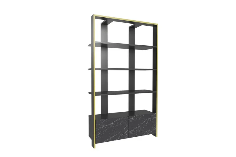 Bokhylla Ossin Svart / Marmor, Svart / Marmor