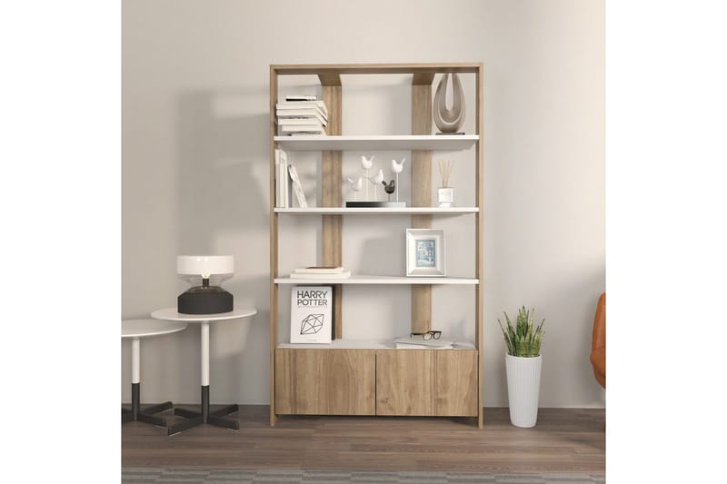Bokhylla Ossin Vit / Valnöt - Vit / Valnöt - Förvaring - Hylla - Bokhylla