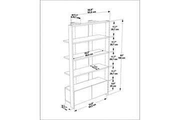 Bokhylla Ossin Vit / Valnöt - Vit / Valnöt - Förvaring - Hylla - Bokhylla