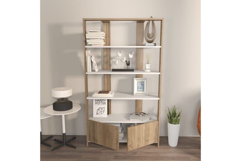 Bokhylla Ossin Vit / Valnöt - Vit / Valnöt - Förvaring - Hylla - Bokhylla