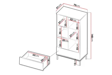 Querty Bokhylla 70x140x41 cm - Svart - Förvaring - Hylla - Bokhylla