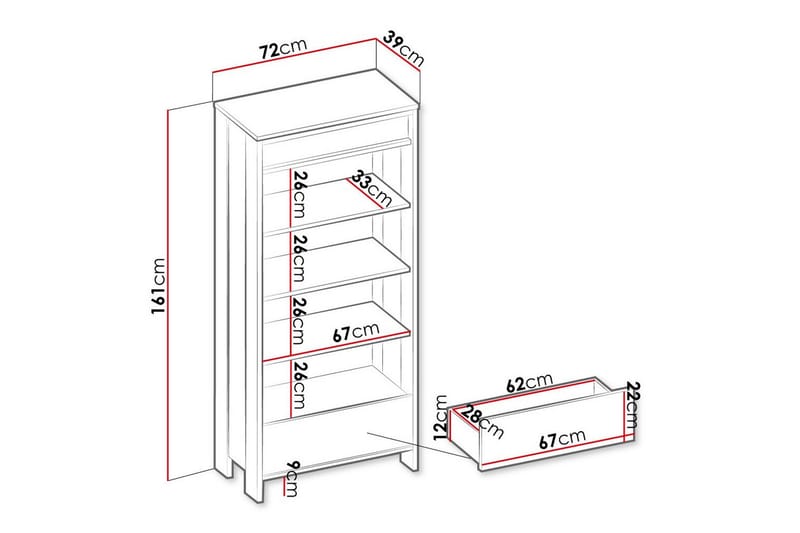 Rathmore Bokhylla 72 cm i Ek - Svart - Förvaring - Hylla - Bokhylla