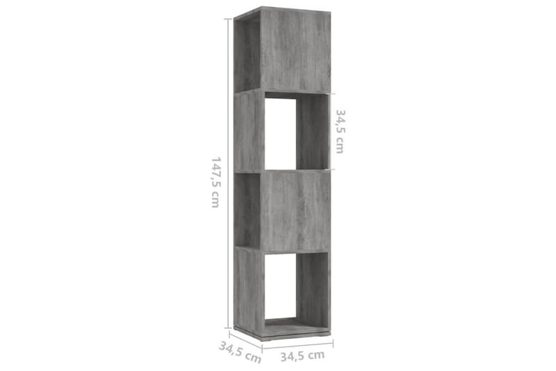 Roterande hylla betonggrå 34,5x34,5x147,5 cm spånskiva - Betonggrå - Bokhylla