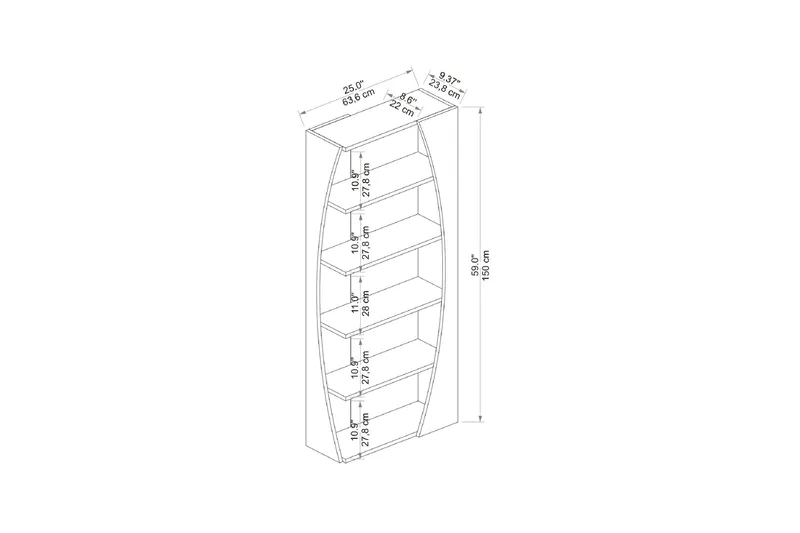 Selge Bokhylla 63,6 cm i Ek - Vit - Förvaring - Hylla - Bokhylla