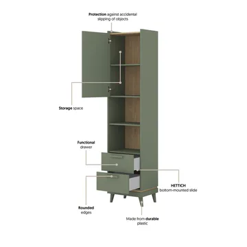 Bokhylla Skandinavisk 1 Dörr 2 Lådor - Förvaring - Hylla - Bokhylla