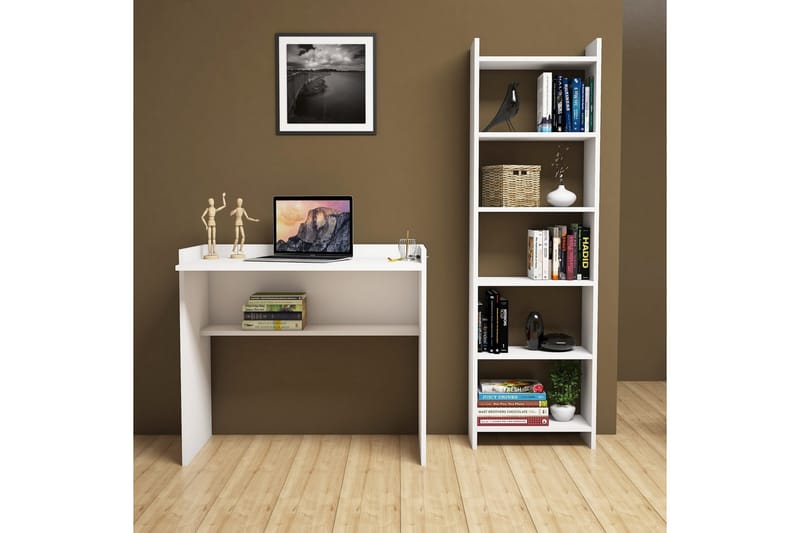 Skrivbord och Bokhylla Venne 90 cm - Vit - Förvaring - Hylla - Bokhylla