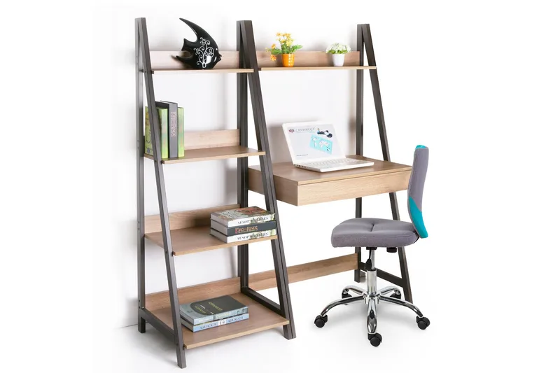 Step Bokhylla 48 cm i Trä med Metallram - Ljusbrun - Förvaring - Hylla - Bokhylla