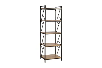Study Bokhylla 60 cm i Metall med Träskiva - Mörkbrun - Förvaring - Hylla - Bokhylla