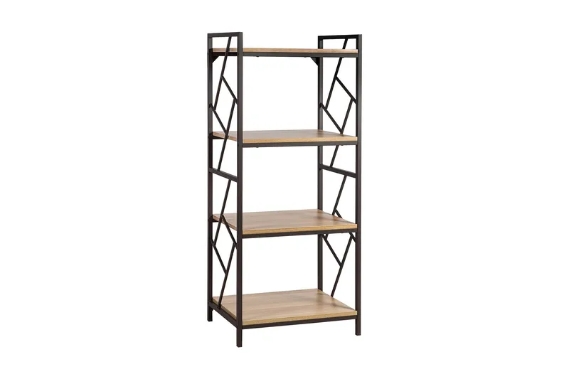 Study Bokhylla 60 cm i Trä med Metallram, Ljusbrun
