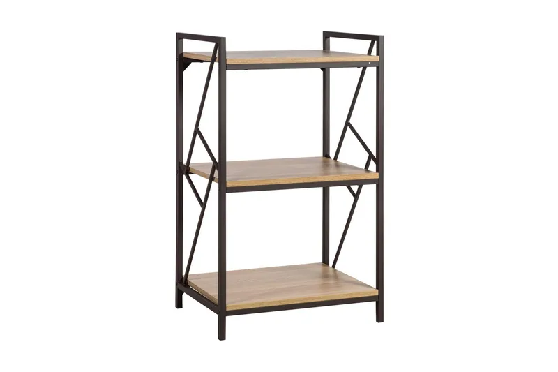 Study Bokhylla 60 cm i Trä med Metallram, Ljusbrun