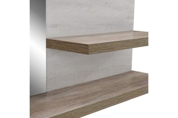 Talebi Vägghylla med Spegel 25x213 cm - Brun/Vit - Förvaring - Hylla - Bokhylla