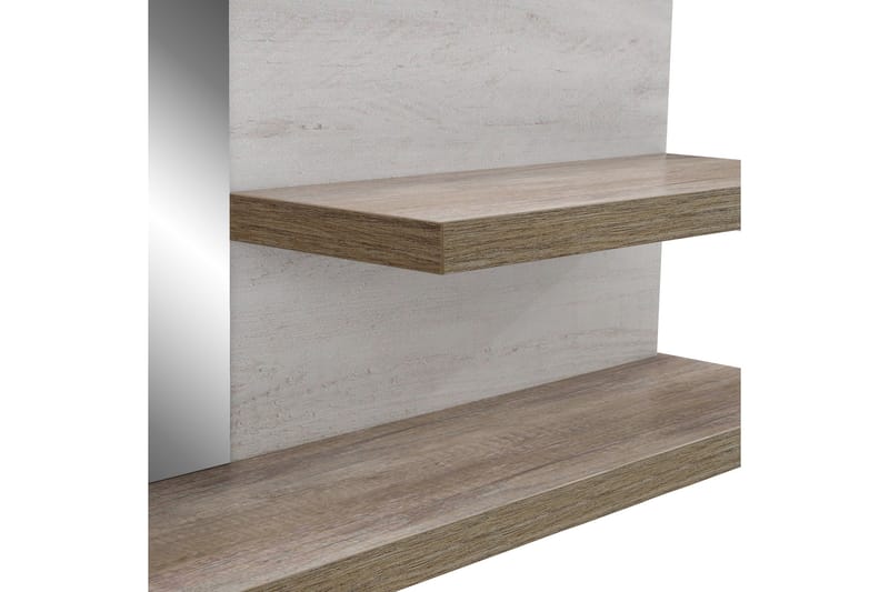 Talebi Vägghylla med Spegel 25x213 cm - Brun/Vit - Förvaring - Hylla - Bokhylla