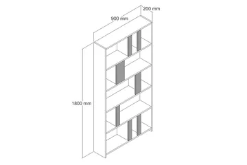 Timiza Bokhylla 90x20 cm 5 Hyllor - Mörkbrun/Antracit - Förvaring - Hylla - Bokhylla