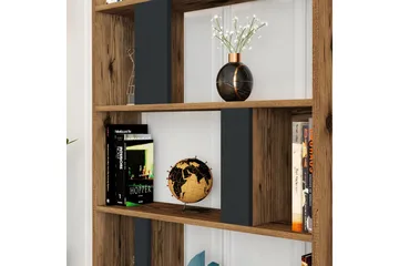 Timiza Bokhylla 90x20 cm 5 Hyllor - Mörkbrun/Antracit - Förvaring - Hylla - Bokhylla