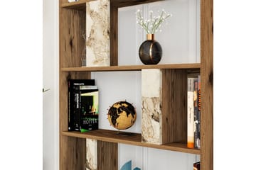 Timiza Bokhylla 90x20 cm 5 Hyllor - Mörkbrun/Vit - Förvaring - Hylla - Bokhylla