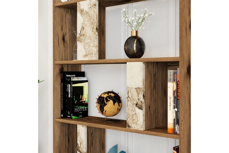 Timiza Bokhylla 90x20 cm 5 Hyllor - Mörkbrun/Vit - Förvaring - Hylla - Bokhylla